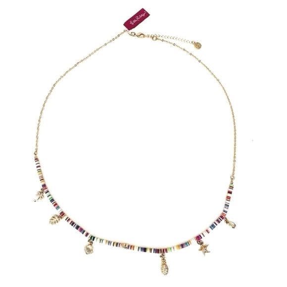 Lilly Pulitzer Tropical Charm Necklace Multicolor Beaded & Gold w/ Rhinestones - Picture 2 of 7